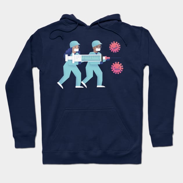 Nurses Fighting Coronavirus Hoodie by InkyArt